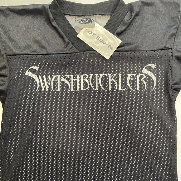 OT SPORTS "Swashbucklers" Team Jerseys Youth Small 6-7 Black V-Neck Football NWT - Picture 4 of 8